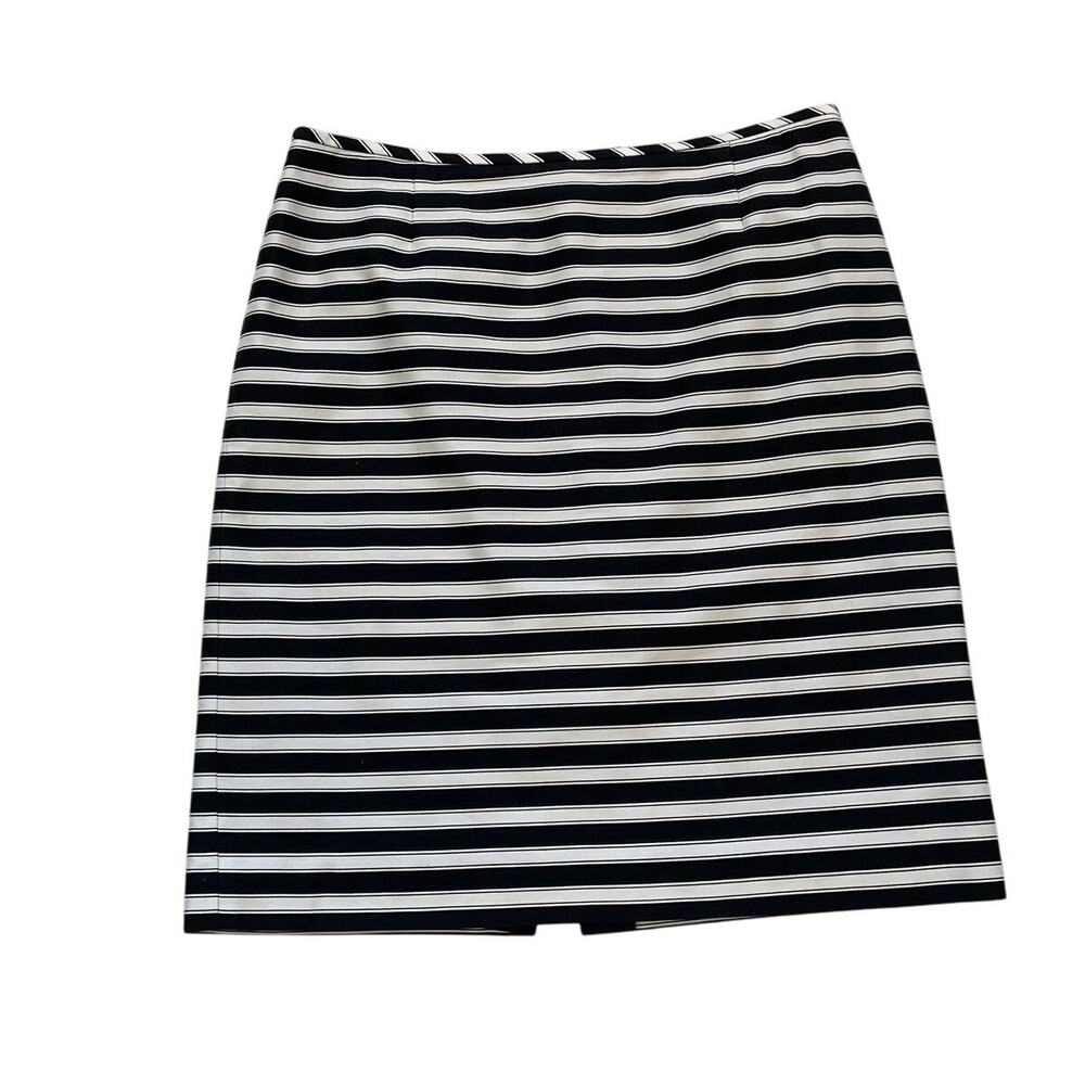 Tahari Arthur Levine Black & White Striped Pencil Skirt, Lined, Cotton, Size 12